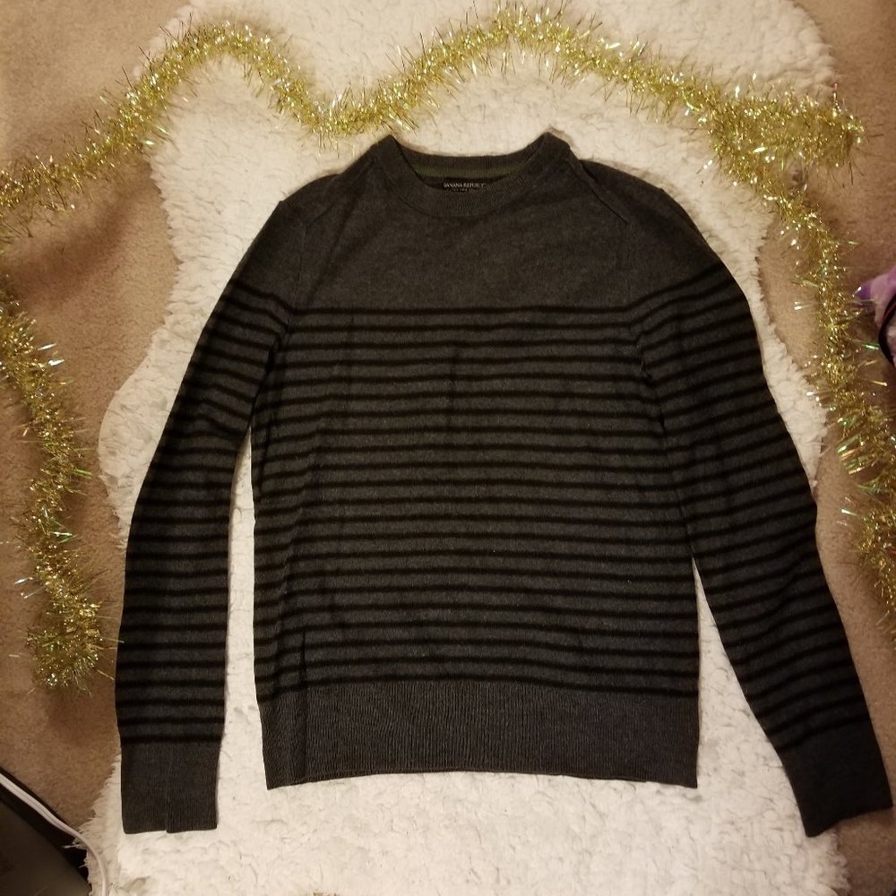 Banana Republic Striped Sweater Shirt - Black S